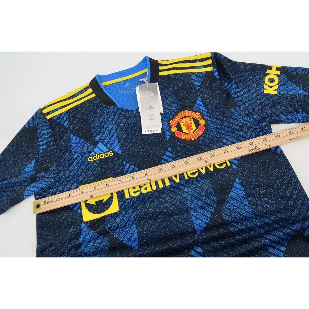 Adidas Mens Small 2021-22 Manchester United Third Soccer Jersey GM4616 Blue NEW‎
